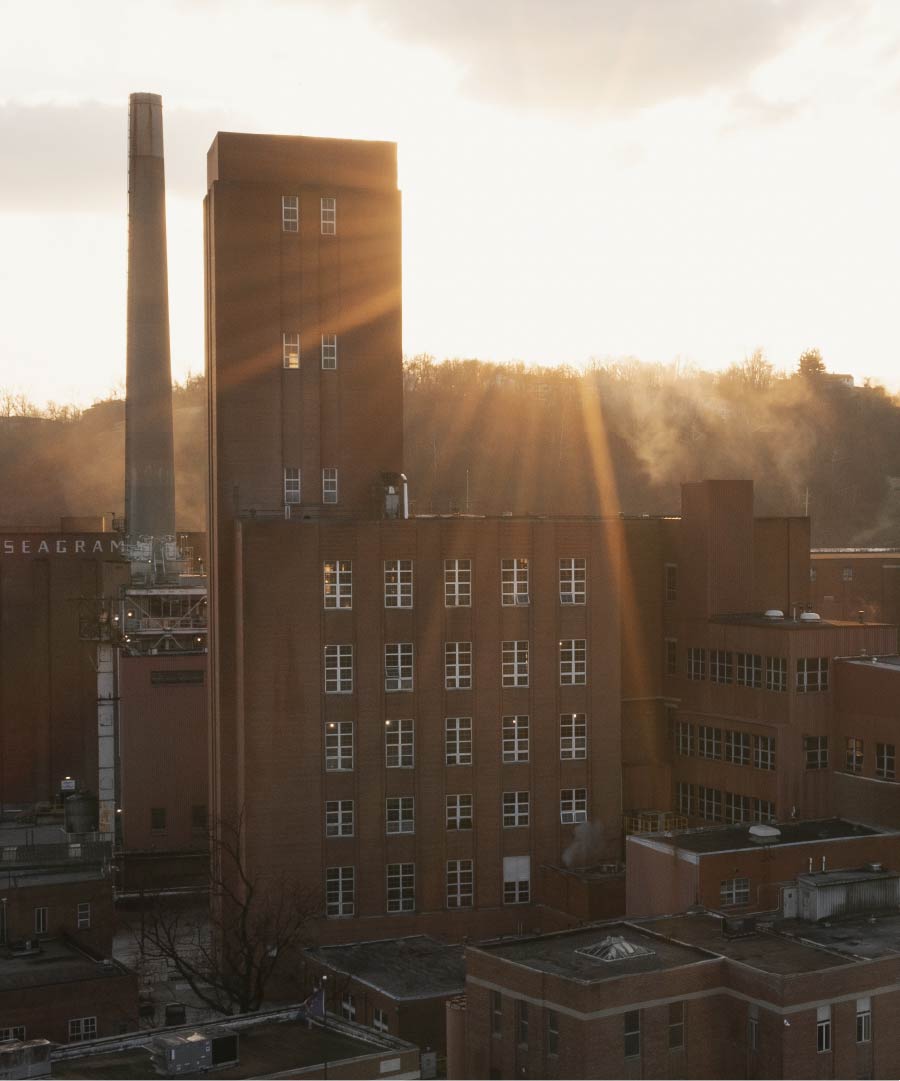 The historic Seagrams distillery building